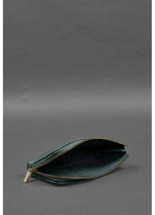 Кожаное портмоне-купюрник на молнии 14.0 зеленый5 фото