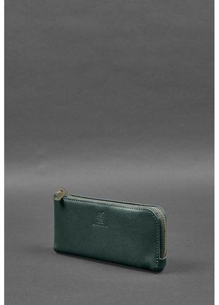 Кожаное портмоне-купюрник на молнии 14.0 зеленый3 фото