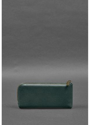 Кожаное портмоне-купюрник на молнии 14.0 зеленый6 фото
