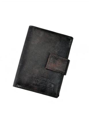 Чоловічий шкіряний гаманець wild n890-mcr чорний -