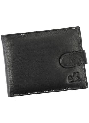 Чоловічий шкіряний гаманець money kepper cc 5602b чорний + темно-сірий -