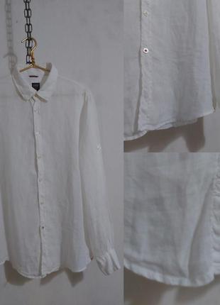 Льняная белоснежная рубашка 100%-лен cinque2 фото