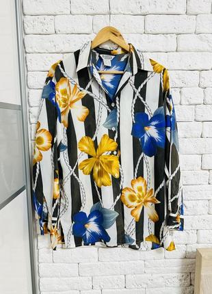 Рубашка блуза вілтного крою у квітковий принт marella