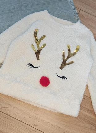 Кофта, светр зимова, новорічка, святкова для дівчинки 4-5 років