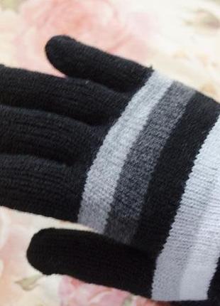 Теплі длиннные смугасті рукавички2 фото