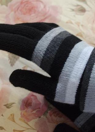 Теплі длиннные смугасті рукавички