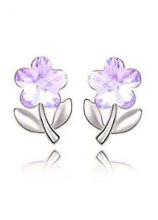 🏵ювелирные серьги цветы в стразах, новые! арт. 6951