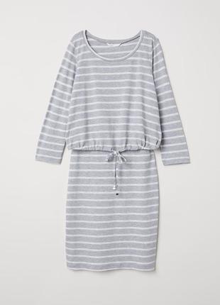 H&m mama платье для кормления xs s m 42 44 46 серо-белая полоска новое