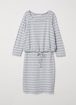 H&m mama платье для кормления xs s m 42 44 46 серо-белая полоска новое1 фото