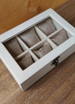 Скринька для годинників | пісочна рогожка | тм wooden organizer7 фото