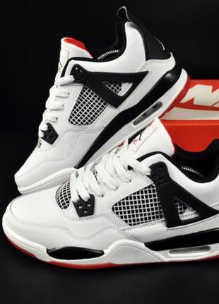 Кросівки  air jordan retro 4 білі з червоним 41-46р