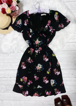 Черное платье-миди в цветы красивое платье 48 46 разграничное платье цветочный принт