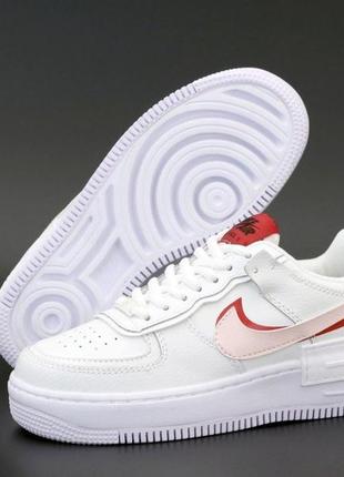 Женские кроссовки nike air force 1 shadow white red 36-37-38-39