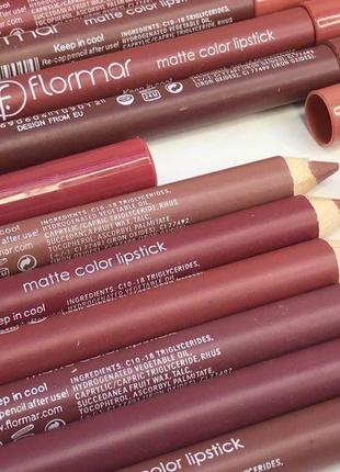 Нюдовые карандаши для губ flormar matte color lipstick (12 шт)1 фото