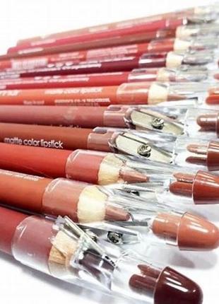 Нюдовые карандаши для губ flormar matte color lipstick (12 шт)2 фото