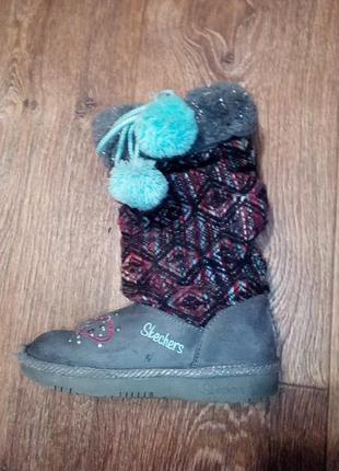 Светящиеся зимние сапожки skechers 27р 17,5 см