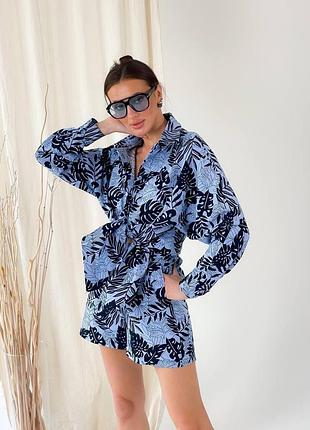 Костюм 3в1 тройка топ шорты рубашка sale