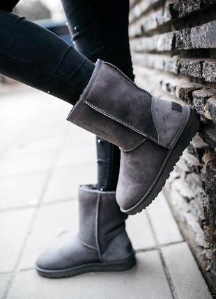 ✳️ugg classic short 2 grey✳️зимние женские серые угги/уги/сапоги с мехом, угі жіночі7 фото