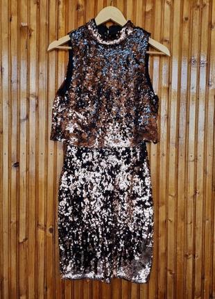 Вечернее платье мини h&amp;m в пайетки.1 фото