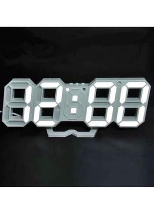 Эффектный электронные настольные led часы с будильником и термометром vst-883 белые (белая подсветка)