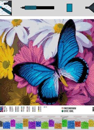 Алмазная вышивка бабочка на цветах 50x60 the wortex diamonds (twd10047)