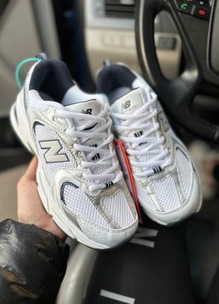 Кроссовки new balance white silver navy2 фото