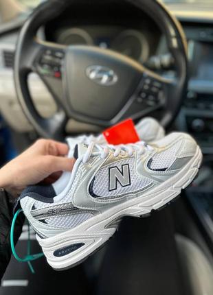 Кроссовки new balance white silver navy