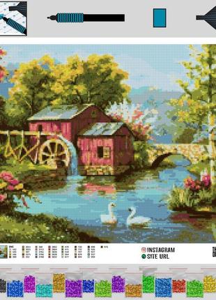 Алмазная вышивка водяная мельница 40x50 the wortex diamonds (twd30008l)