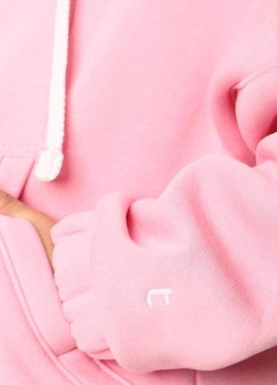 Костюм двійка дитячий спортивний, худі оверсайз на блискавці, штани, для дівчинки, теплий світло-рожевий4 фото