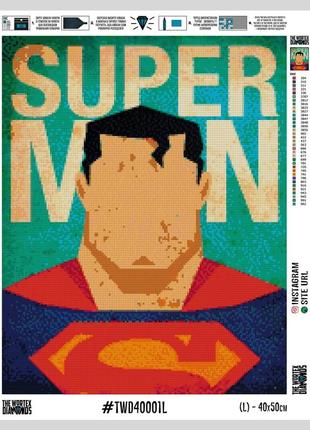 Алмазна вишивка постер супермена 30x40 the wortex diamonds (twd40001)