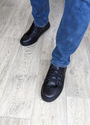 Кеди кросівки чоловічі з натуральної шкіри прошиті легкі та комфортні3 фото