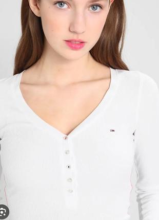 Лонгслів білий жіночий футболка з довгим рукавом hilfiger denim2 фото