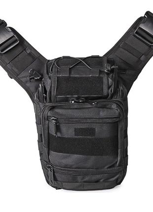 Сумка тактическая через плечо aokali outdoor a25 (black) однотонная военная водостойкая taktical