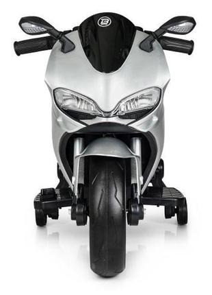 Дитячий мотоцикл bambi ducati m 4104el (2 мотори по 25 w, mp3, usb) срібний автопофарбування