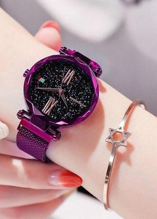 Жіночий годинник starry sky watch mode violet на магнітній застібці4 фото