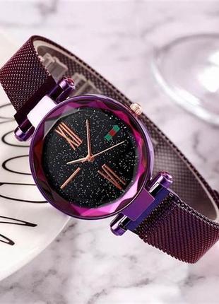 Жіночий годинник starry sky watch mode violet на магнітній застібці2 фото