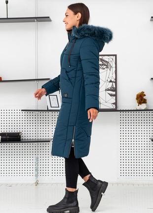 Зимний женский теплый пуховик парка пальто с мехом песца. бесплатная доставка5 фото