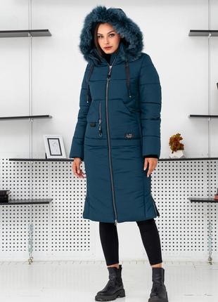 Зимний женский теплый пуховик парка пальто с мехом песца. бесплатная доставка6 фото