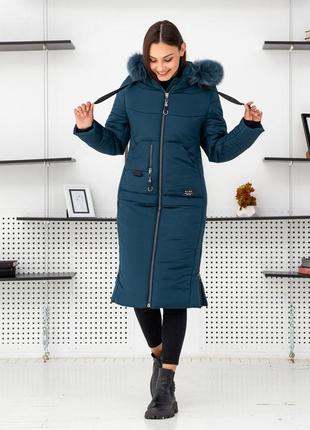 Зимний женский теплый пуховик парка пальто с мехом песца. бесплатная доставка4 фото