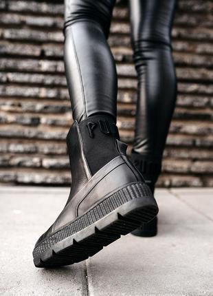 💖puma fenty sneaker black💖женские чёрные кожаные сапоги/ботинки чёрные пума, сникерсы6 фото