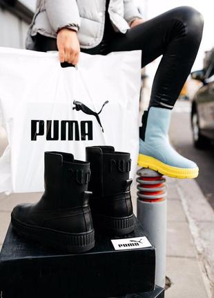 💖puma fenty sneaker black💖женские чёрные кожаные сапоги/ботинки чёрные пума, сникерсы8 фото