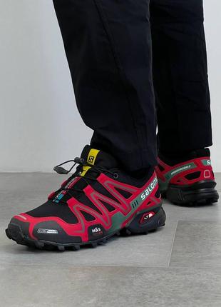 Мужские кроссовки salomon speedcross 3 black red / smb9 фото