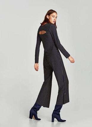 Широкі смугасті штани штани кюлоти в смужку висока талія від zara4 фото