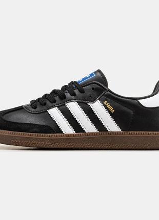 Жіночі кросівки adidas samba black white brown / smb