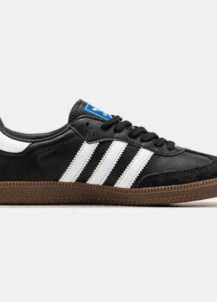 Жіночі кросівки adidas samba black white brown / smb3 фото