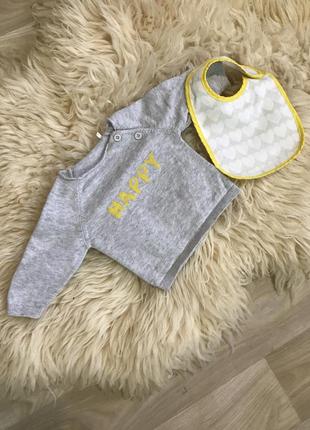 Комплект mothercare свитер и слюнявчик 0-3 мес