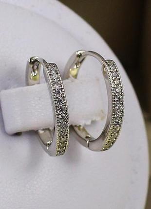 Серьги xuping jewelry кольца дорожка с бортиками из точек 1.6 см серебристые