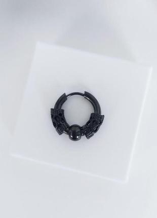 Сережка кільце чоловіча із нержавіючої сталі (1 шт) dekolie mk1232 чорна2 фото