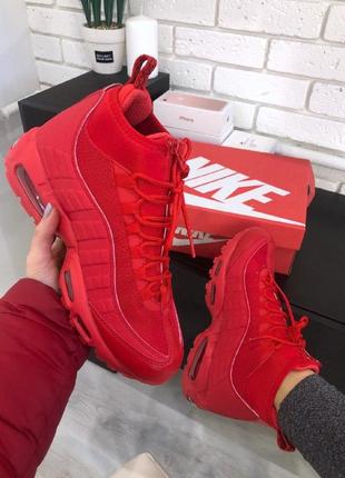 Nike air max 95 sneakerboot red мужские зимние кроссовки с термоноском2 фото