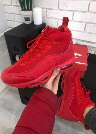 Nike air max 95 sneakerboot red мужские зимние кроссовки с термоноском3 фото
